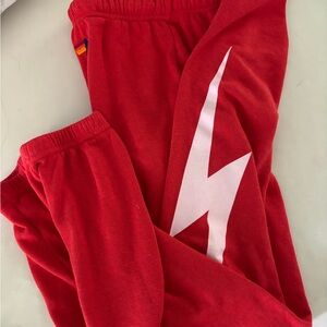 Woman’s size medium Aviator Nation Red Lightning Sweatpants